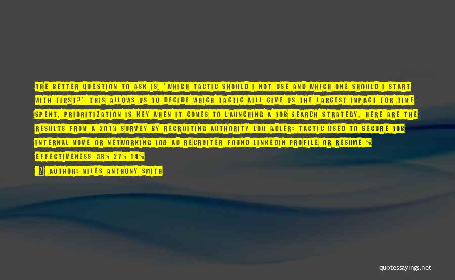 Miles Anthony Smith Quotes: The Better Question To Ask Is, Which Tactic Should I Not Use And Which One Should I Start With First?