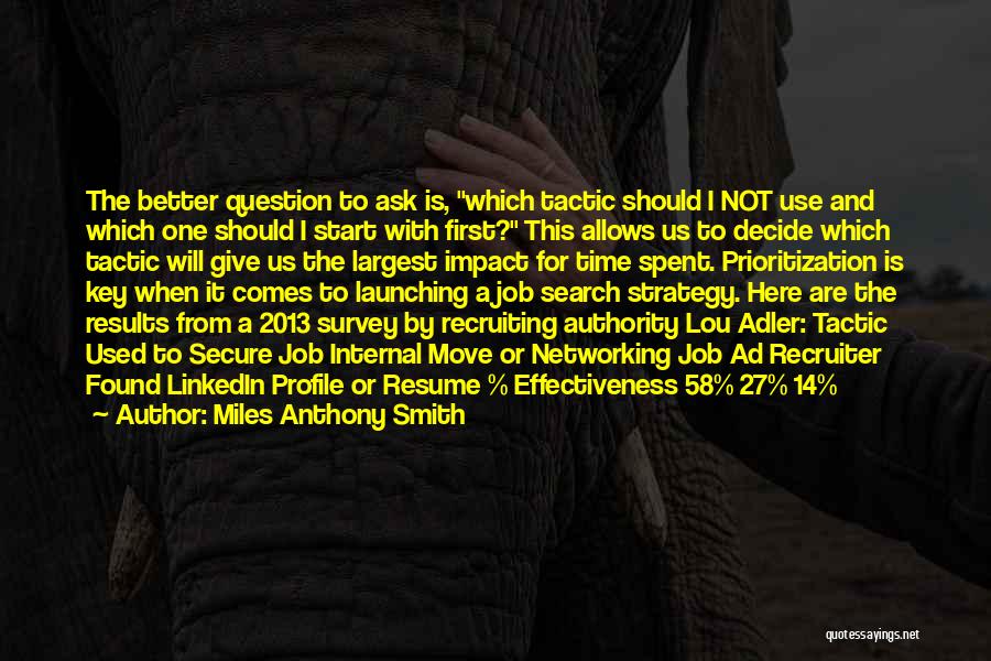 Miles Anthony Smith Quotes: The Better Question To Ask Is, Which Tactic Should I Not Use And Which One Should I Start With First?