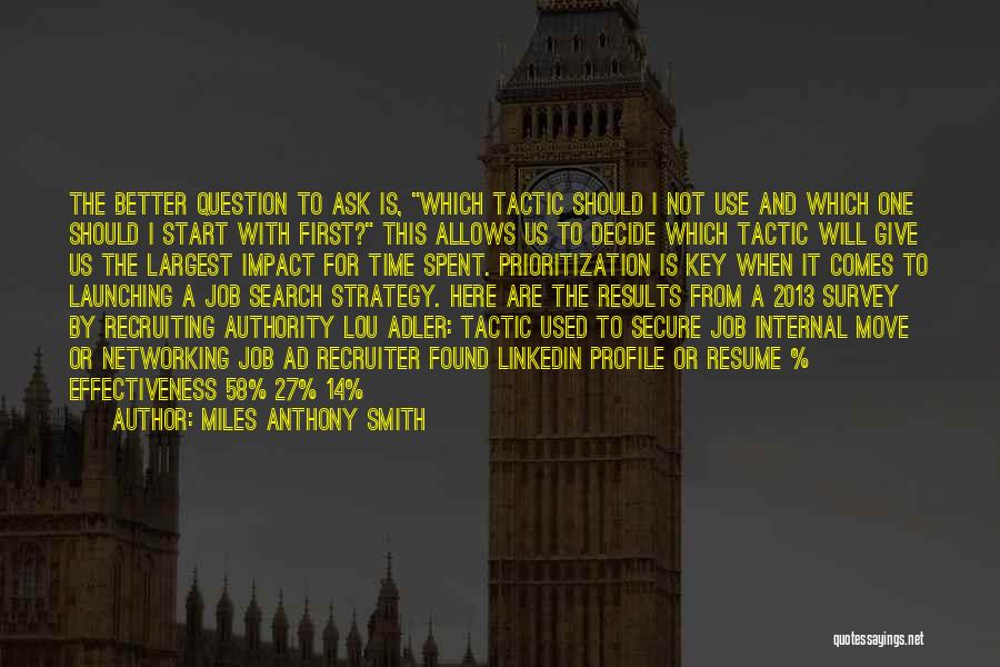 Miles Anthony Smith Quotes: The Better Question To Ask Is, Which Tactic Should I Not Use And Which One Should I Start With First?