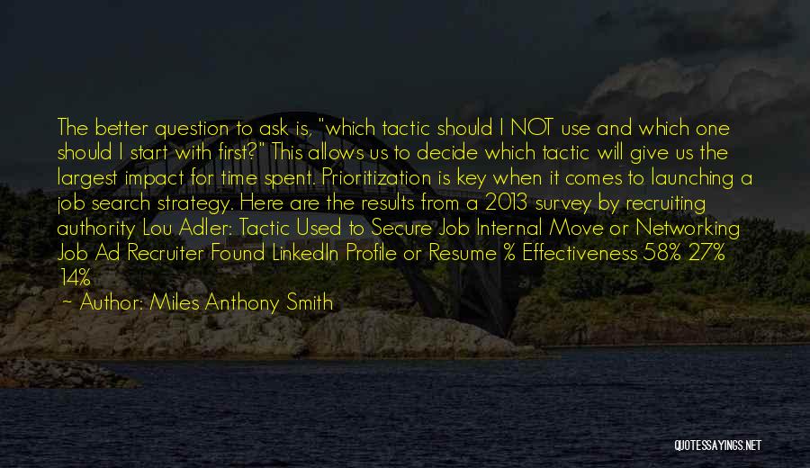 Miles Anthony Smith Quotes: The Better Question To Ask Is, Which Tactic Should I Not Use And Which One Should I Start With First?