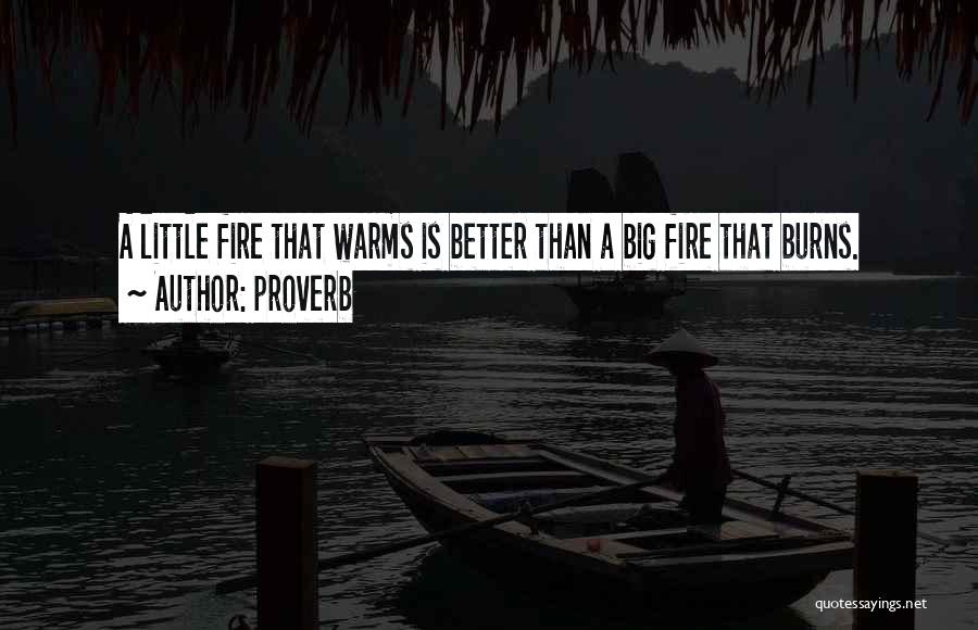 Proverb Quotes: A Little Fire That Warms Is Better Than A Big Fire That Burns.