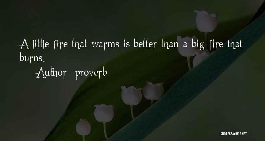 Proverb Quotes: A Little Fire That Warms Is Better Than A Big Fire That Burns.