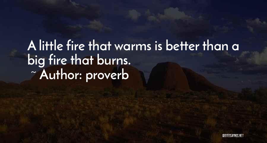 Proverb Quotes: A Little Fire That Warms Is Better Than A Big Fire That Burns.