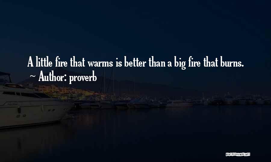 Proverb Quotes: A Little Fire That Warms Is Better Than A Big Fire That Burns.