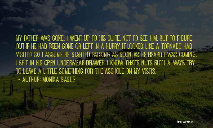 Monika Basile Quotes: My Father Was Gone. I Went Up To His Suite, Not To See Him, But To Figure Out If He