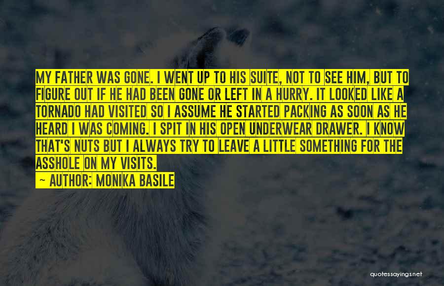 Monika Basile Quotes: My Father Was Gone. I Went Up To His Suite, Not To See Him, But To Figure Out If He