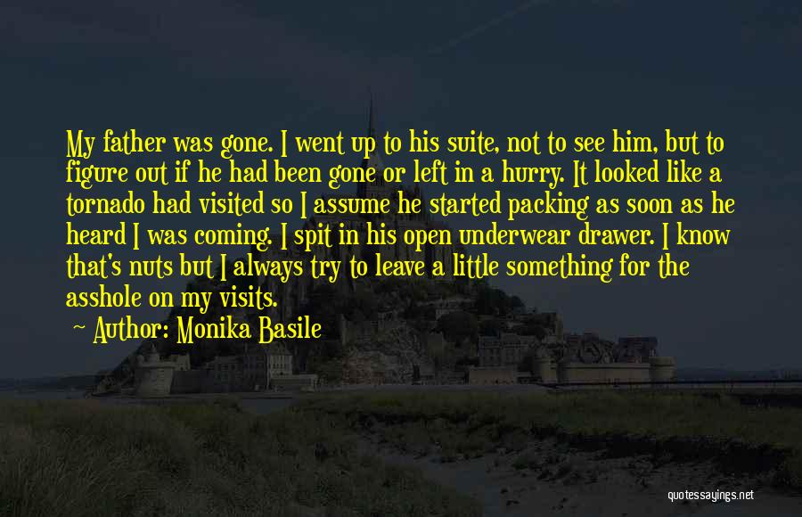 Monika Basile Quotes: My Father Was Gone. I Went Up To His Suite, Not To See Him, But To Figure Out If He
