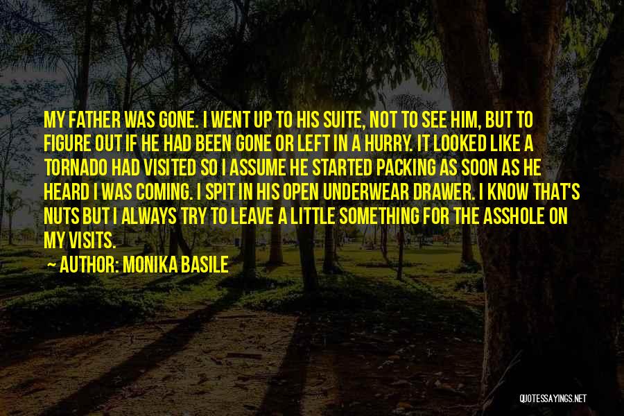 Monika Basile Quotes: My Father Was Gone. I Went Up To His Suite, Not To See Him, But To Figure Out If He