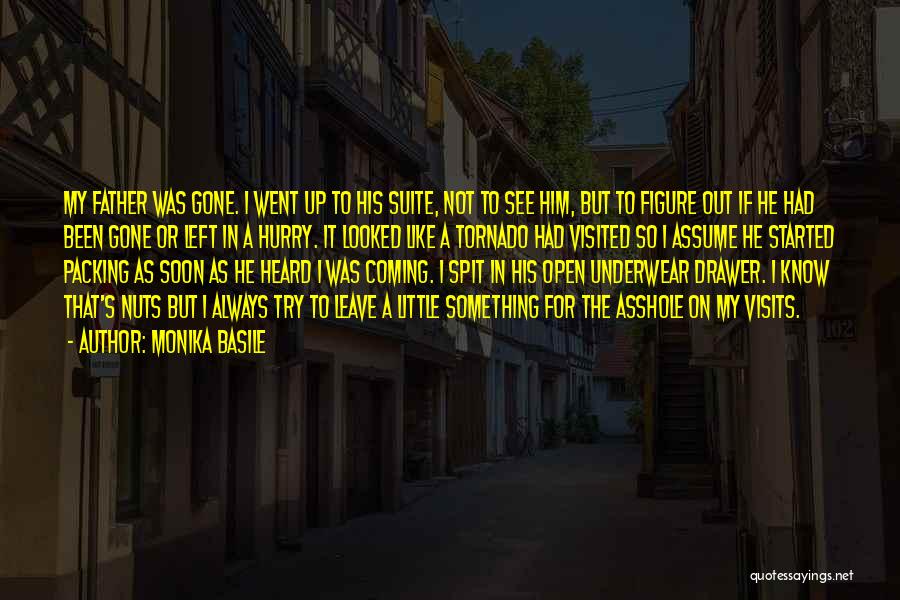 Monika Basile Quotes: My Father Was Gone. I Went Up To His Suite, Not To See Him, But To Figure Out If He