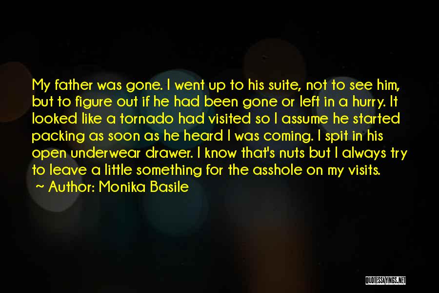 Monika Basile Quotes: My Father Was Gone. I Went Up To His Suite, Not To See Him, But To Figure Out If He