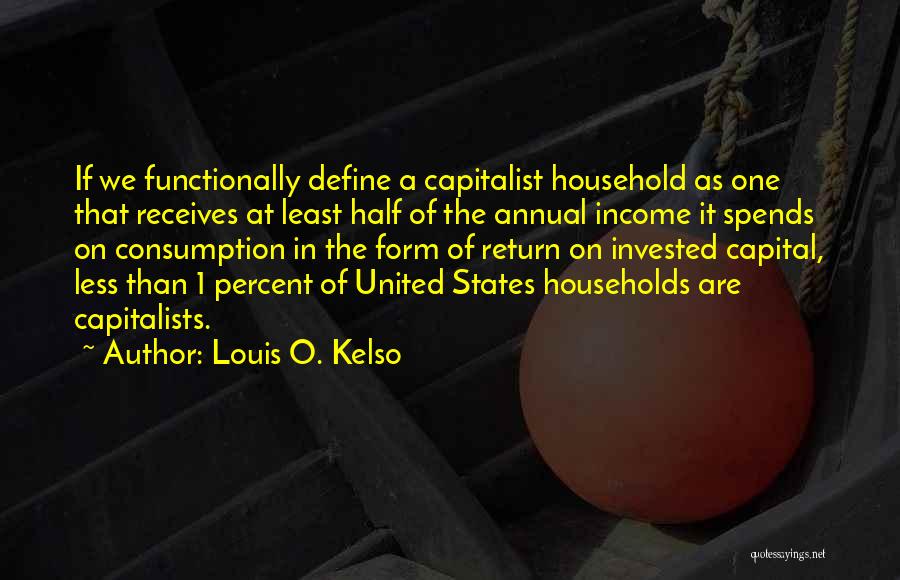 Louis O. Kelso Quotes: If We Functionally Define A Capitalist Household As One That Receives At Least Half Of The Annual Income It Spends