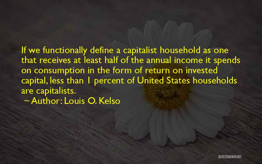Louis O. Kelso Quotes: If We Functionally Define A Capitalist Household As One That Receives At Least Half Of The Annual Income It Spends
