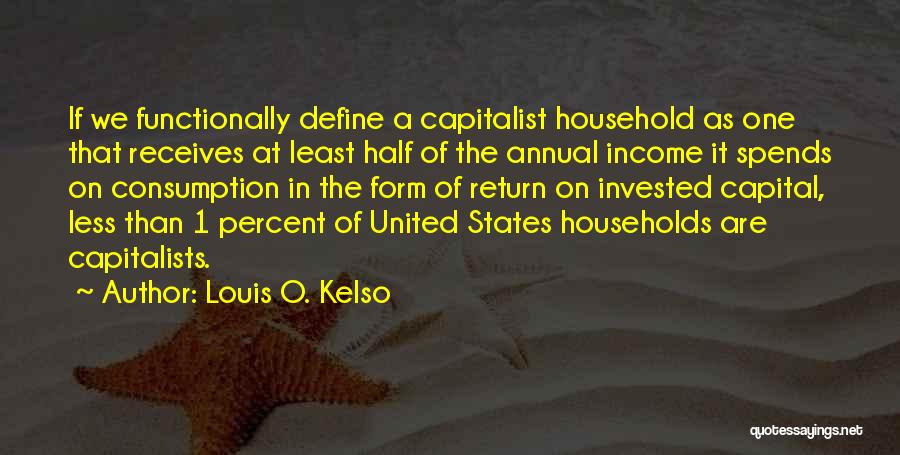 Louis O. Kelso Quotes: If We Functionally Define A Capitalist Household As One That Receives At Least Half Of The Annual Income It Spends
