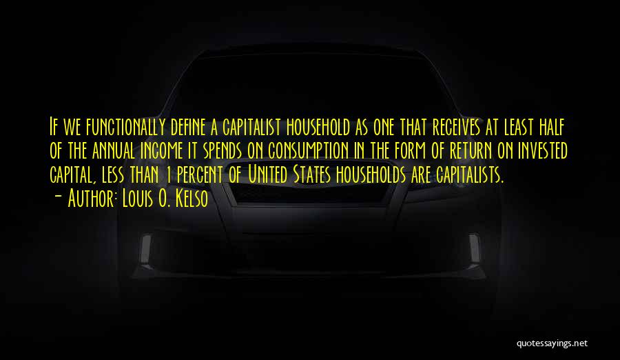 Louis O. Kelso Quotes: If We Functionally Define A Capitalist Household As One That Receives At Least Half Of The Annual Income It Spends