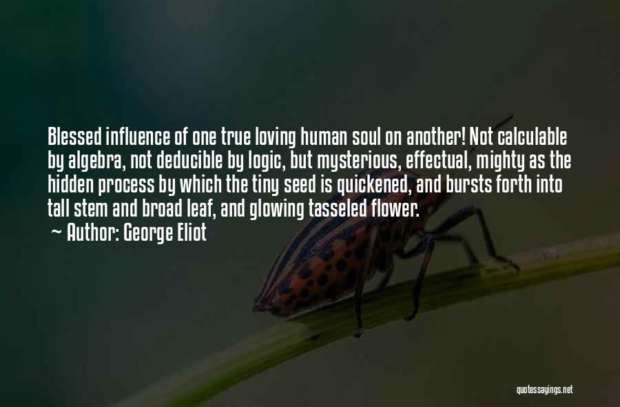 George Eliot Quotes: Blessed Influence Of One True Loving Human Soul On Another! Not Calculable By Algebra, Not Deducible By Logic, But Mysterious,