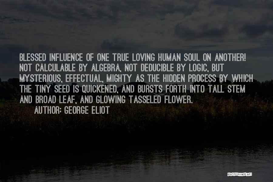 George Eliot Quotes: Blessed Influence Of One True Loving Human Soul On Another! Not Calculable By Algebra, Not Deducible By Logic, But Mysterious,
