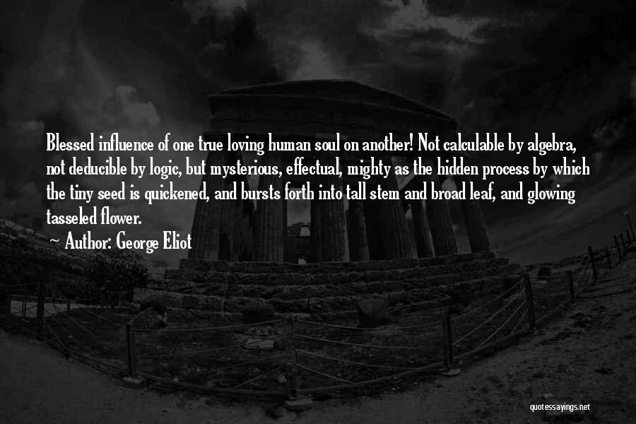 George Eliot Quotes: Blessed Influence Of One True Loving Human Soul On Another! Not Calculable By Algebra, Not Deducible By Logic, But Mysterious,