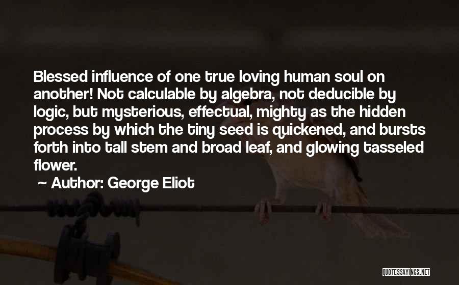 George Eliot Quotes: Blessed Influence Of One True Loving Human Soul On Another! Not Calculable By Algebra, Not Deducible By Logic, But Mysterious,
