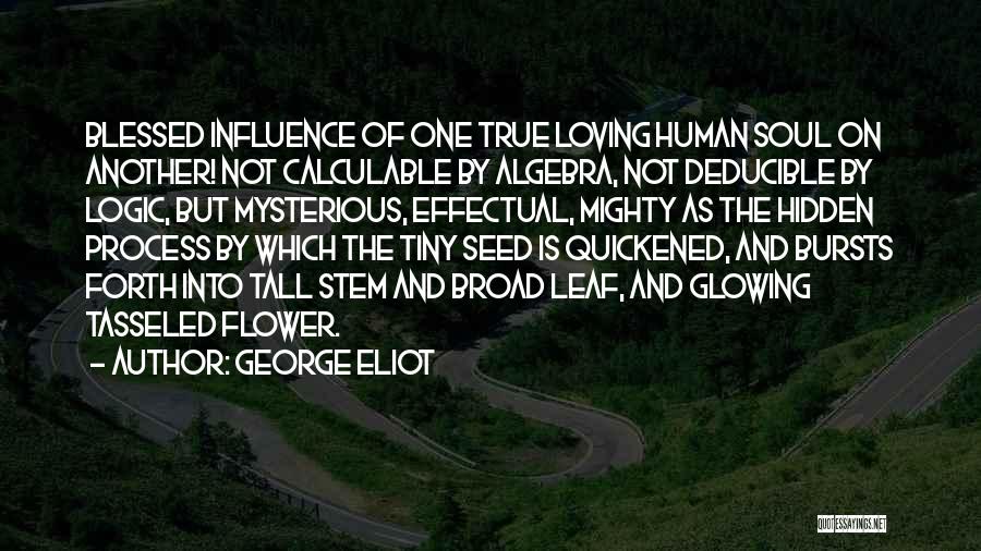 George Eliot Quotes: Blessed Influence Of One True Loving Human Soul On Another! Not Calculable By Algebra, Not Deducible By Logic, But Mysterious,