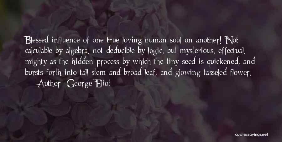 George Eliot Quotes: Blessed Influence Of One True Loving Human Soul On Another! Not Calculable By Algebra, Not Deducible By Logic, But Mysterious,
