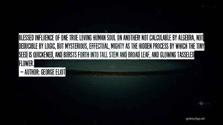 George Eliot Quotes: Blessed Influence Of One True Loving Human Soul On Another! Not Calculable By Algebra, Not Deducible By Logic, But Mysterious,