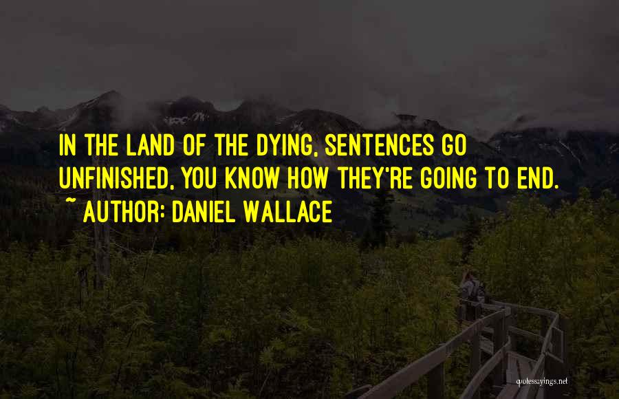 Daniel Wallace Quotes: In The Land Of The Dying, Sentences Go Unfinished, You Know How They're Going To End.