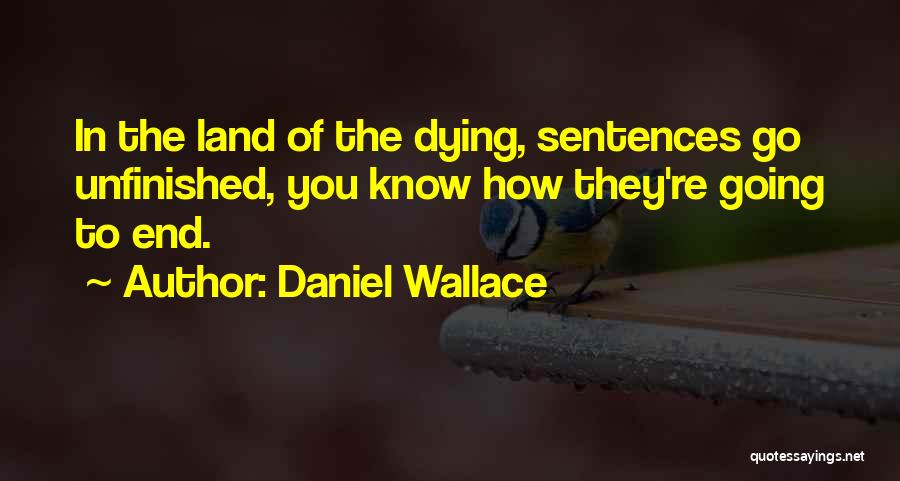 Daniel Wallace Quotes: In The Land Of The Dying, Sentences Go Unfinished, You Know How They're Going To End.