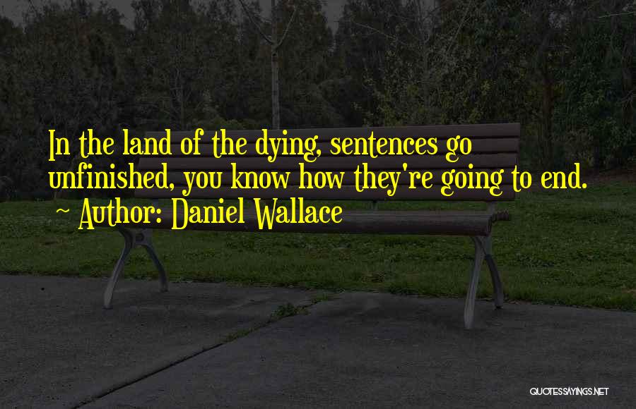 Daniel Wallace Quotes: In The Land Of The Dying, Sentences Go Unfinished, You Know How They're Going To End.