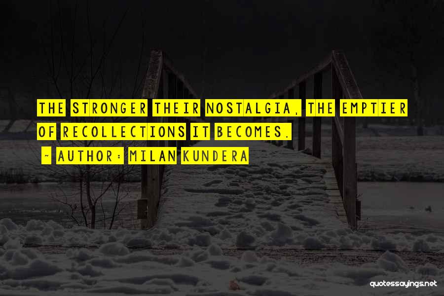 Milan Kundera Quotes: The Stronger Their Nostalgia, The Emptier Of Recollections It Becomes.