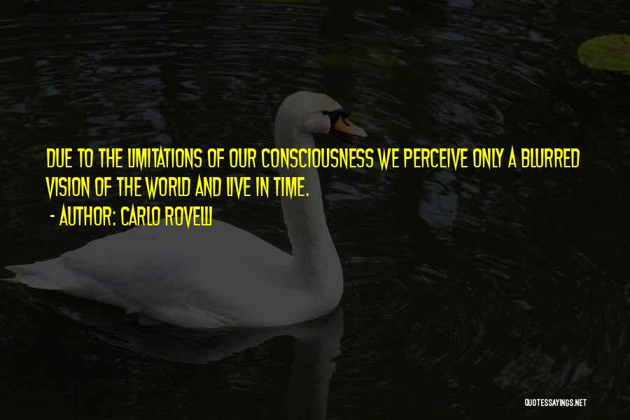 Carlo Rovelli Quotes: Due To The Limitations Of Our Consciousness We Perceive Only A Blurred Vision Of The World And Live In Time.