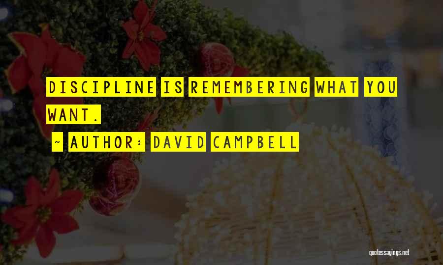 David Campbell Quotes: Discipline Is Remembering What You Want.