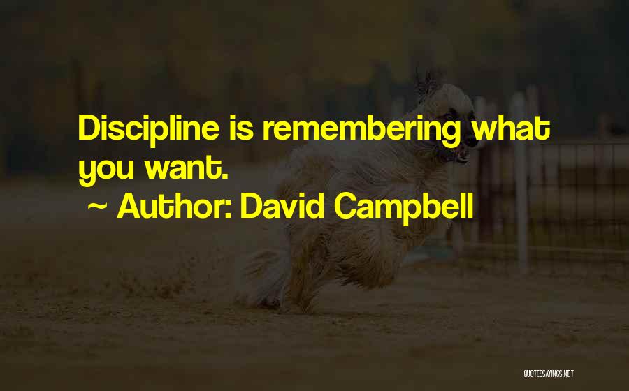 David Campbell Quotes: Discipline Is Remembering What You Want.