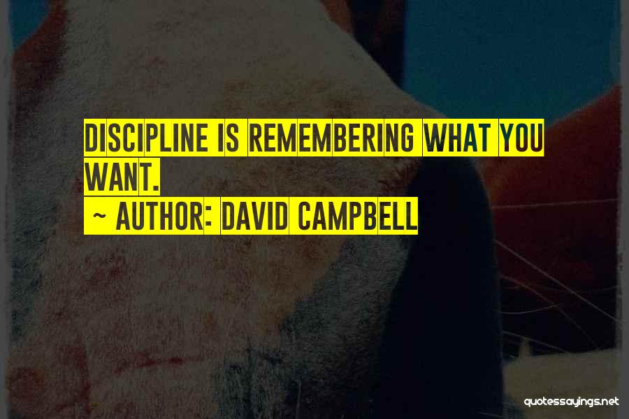 David Campbell Quotes: Discipline Is Remembering What You Want.