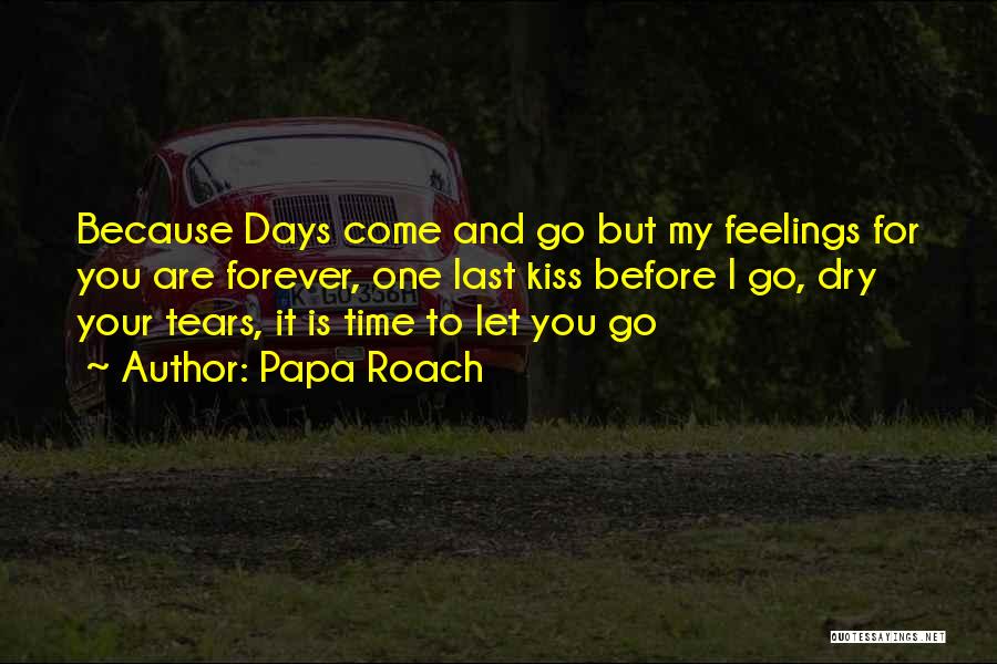 Papa Roach Quotes: Because Days Come And Go But My Feelings For You Are Forever, One Last Kiss Before I Go, Dry Your