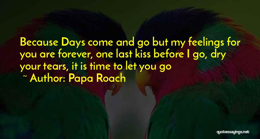 Papa Roach Quotes: Because Days Come And Go But My Feelings For You Are Forever, One Last Kiss Before I Go, Dry Your