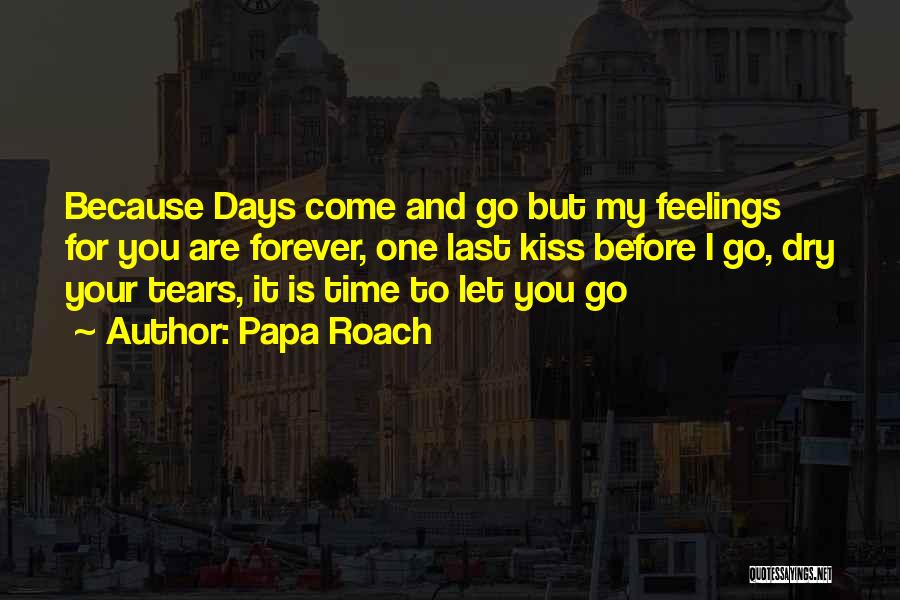 Papa Roach Quotes: Because Days Come And Go But My Feelings For You Are Forever, One Last Kiss Before I Go, Dry Your