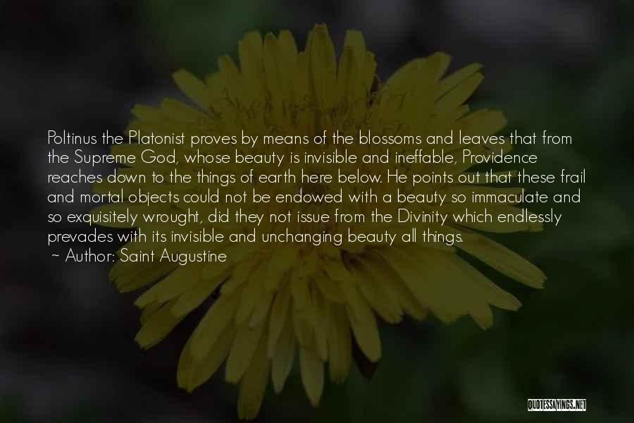 Saint Augustine Quotes: Poltinus The Platonist Proves By Means Of The Blossoms And Leaves That From The Supreme God, Whose Beauty Is Invisible