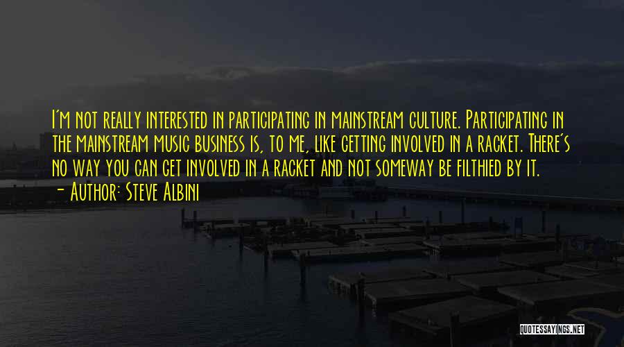 Steve Albini Quotes: I'm Not Really Interested In Participating In Mainstream Culture. Participating In The Mainstream Music Business Is, To Me, Like Getting