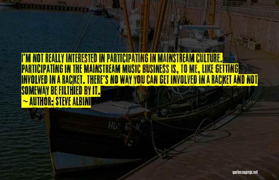 Steve Albini Quotes: I'm Not Really Interested In Participating In Mainstream Culture. Participating In The Mainstream Music Business Is, To Me, Like Getting