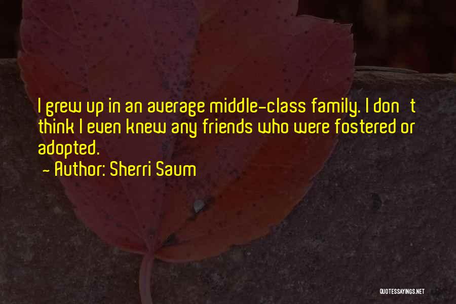 Sherri Saum Quotes: I Grew Up In An Average Middle-class Family. I Don't Think I Even Knew Any Friends Who Were Fostered Or