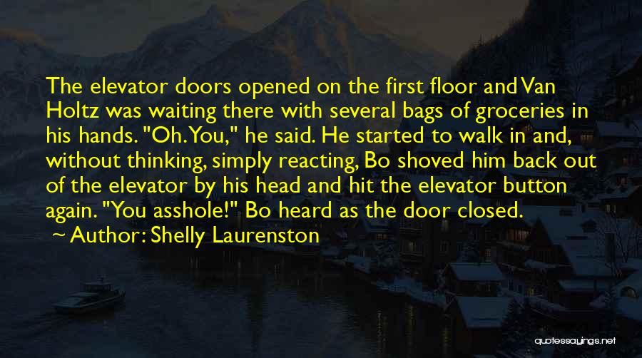 Shelly Laurenston Quotes: The Elevator Doors Opened On The First Floor And Van Holtz Was Waiting There With Several Bags Of Groceries In