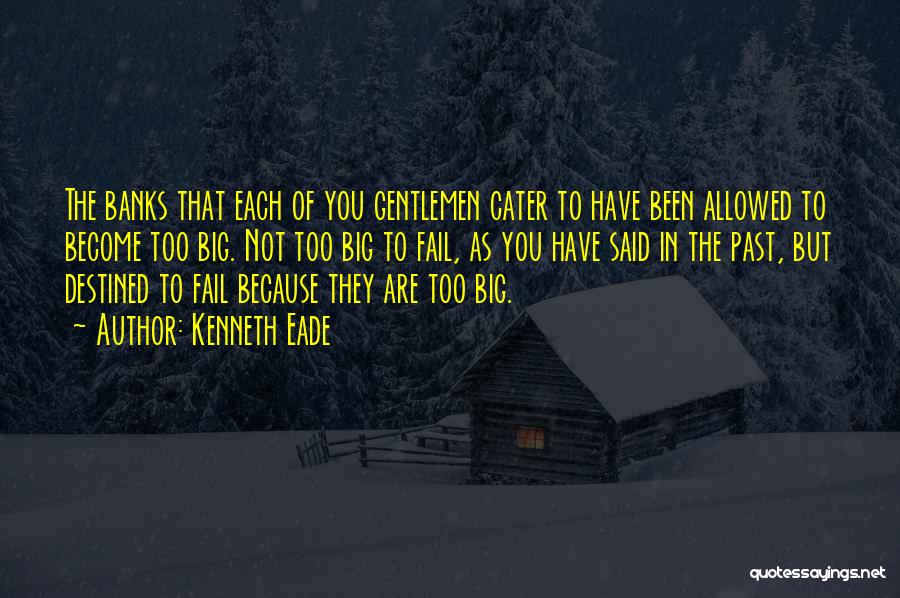 Kenneth Eade Quotes: The Banks That Each Of You Gentlemen Cater To Have Been Allowed To Become Too Big. Not Too Big To