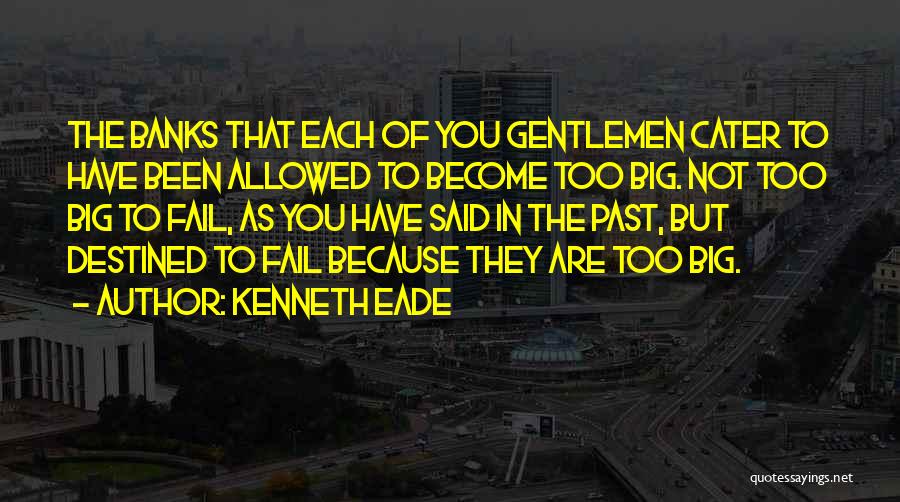 Kenneth Eade Quotes: The Banks That Each Of You Gentlemen Cater To Have Been Allowed To Become Too Big. Not Too Big To