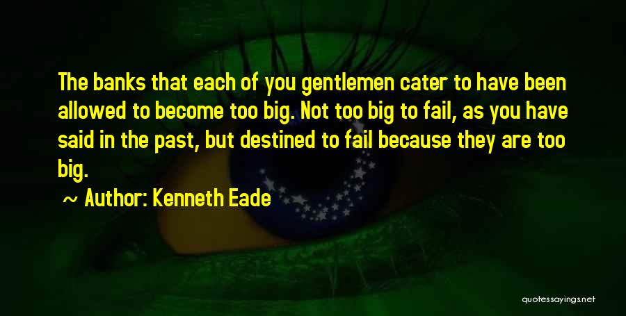 Kenneth Eade Quotes: The Banks That Each Of You Gentlemen Cater To Have Been Allowed To Become Too Big. Not Too Big To