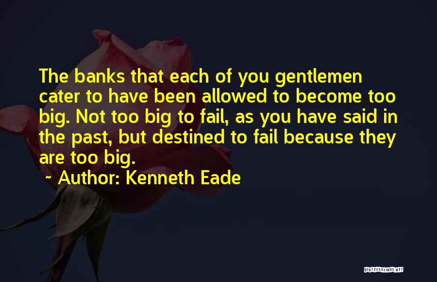 Kenneth Eade Quotes: The Banks That Each Of You Gentlemen Cater To Have Been Allowed To Become Too Big. Not Too Big To