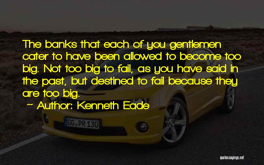 Kenneth Eade Quotes: The Banks That Each Of You Gentlemen Cater To Have Been Allowed To Become Too Big. Not Too Big To