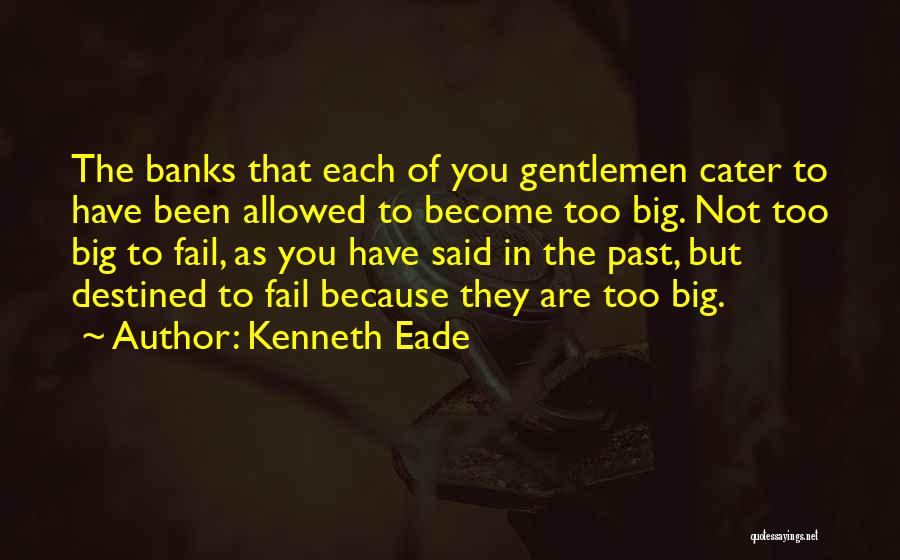 Kenneth Eade Quotes: The Banks That Each Of You Gentlemen Cater To Have Been Allowed To Become Too Big. Not Too Big To