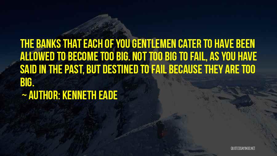 Kenneth Eade Quotes: The Banks That Each Of You Gentlemen Cater To Have Been Allowed To Become Too Big. Not Too Big To