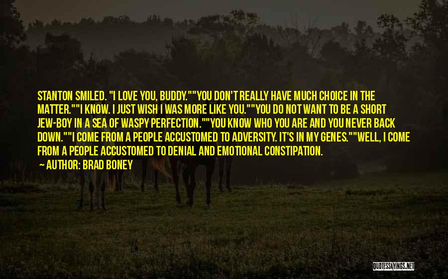 Brad Boney Quotes: Stanton Smiled. I Love You, Buddy.you Don't Really Have Much Choice In The Matter.i Know. I Just Wish I Was