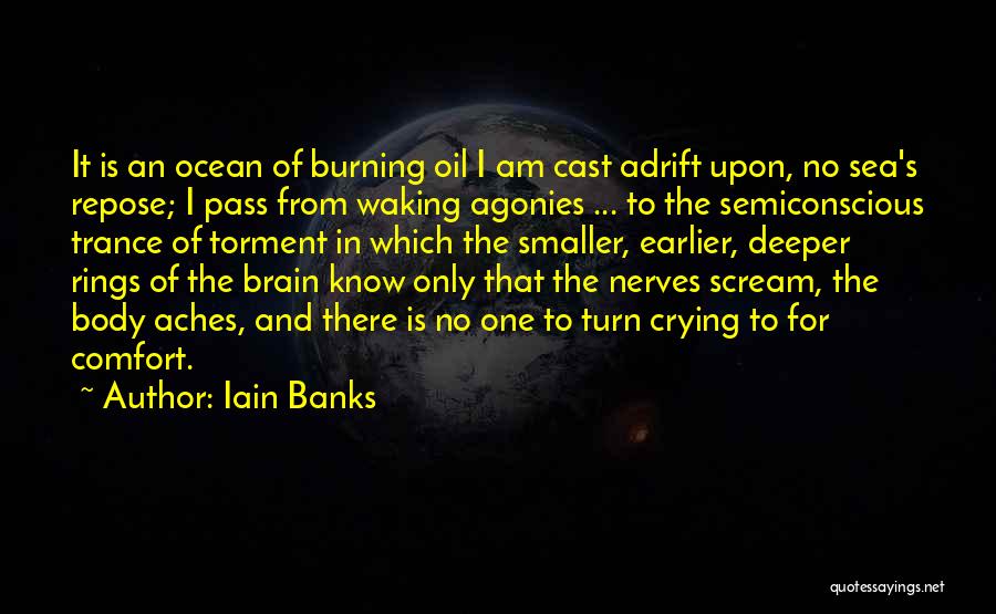 Iain Banks Quotes: It Is An Ocean Of Burning Oil I Am Cast Adrift Upon, No Sea's Repose; I Pass From Waking Agonies